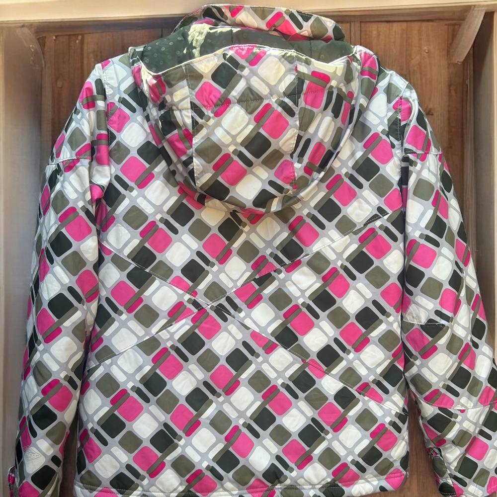 Girls Columbia Hooded Winter Coat - Size 14/16 - Pink/Gray/Olive - Picture 10 of 12